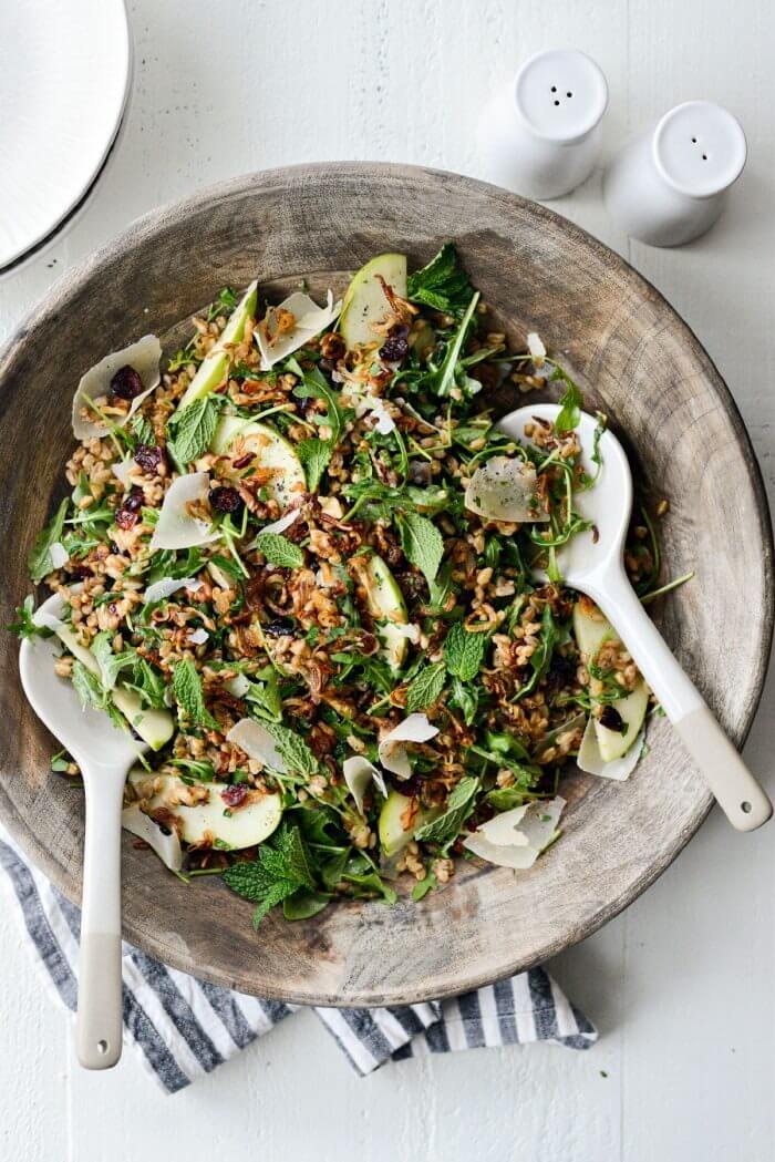 Winter Farro Salad with Fried Shallots