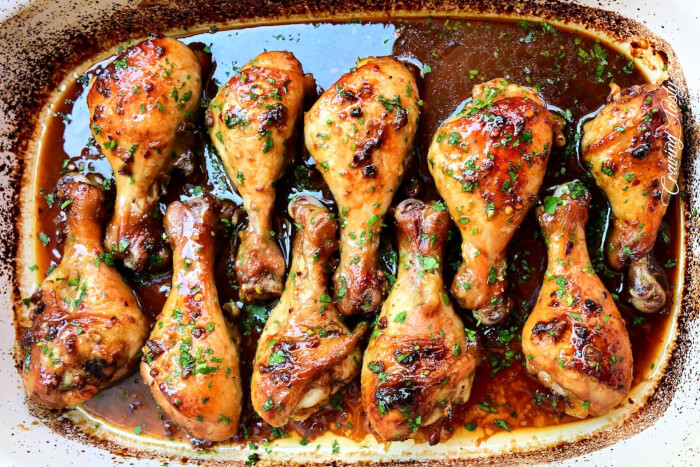 Grilled chicken legs with garlic butter