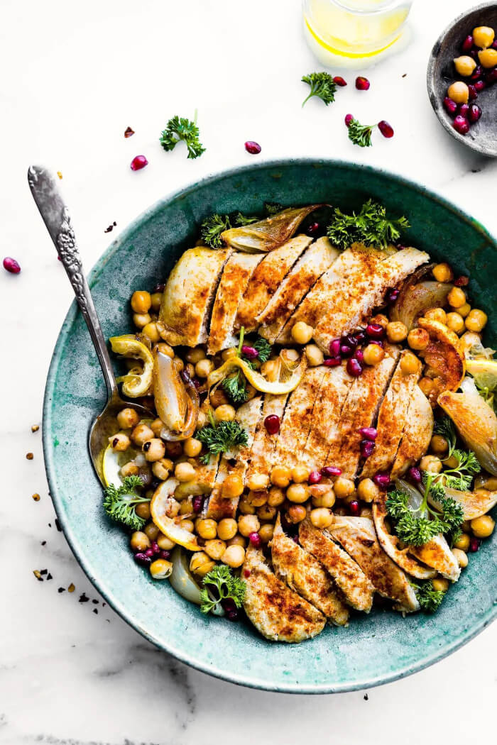 Cumin roasted chickpea chicken bowls, Meals high in protein with Jerk tofu grain bowls
