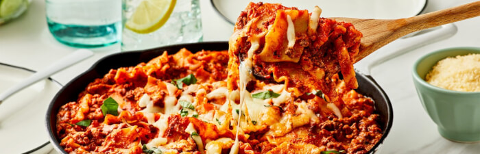 Dinner meals with Skillet Lasagna