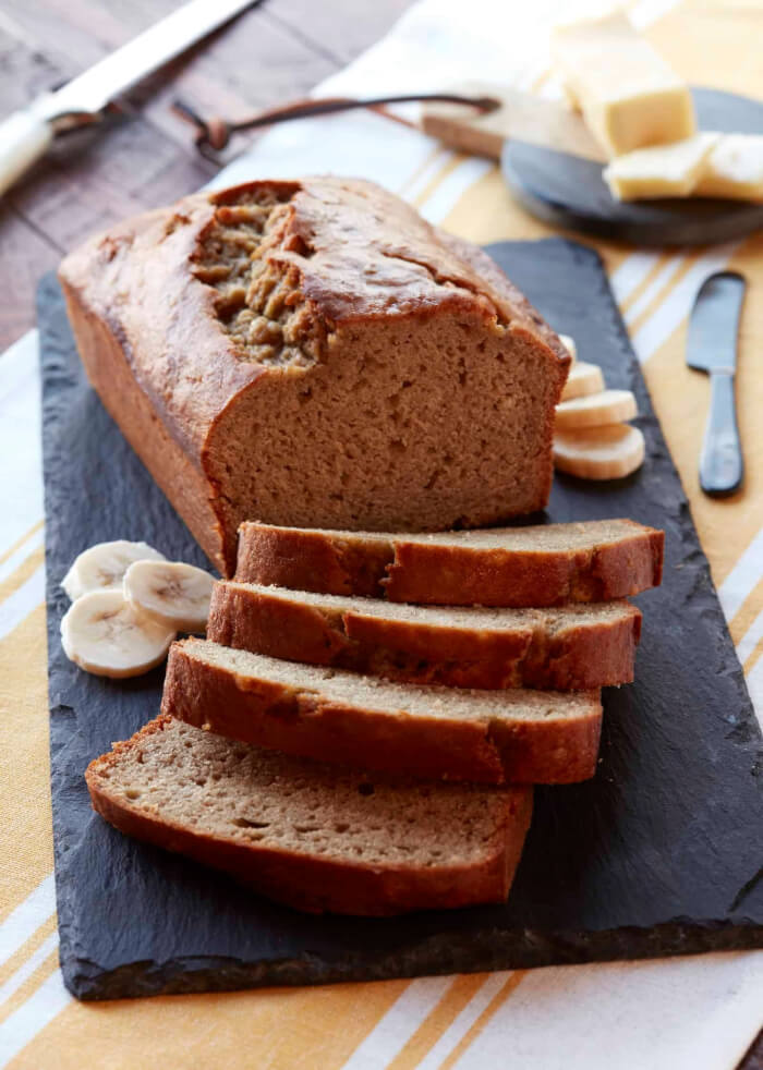 Blender banana bread for breakfast on the go