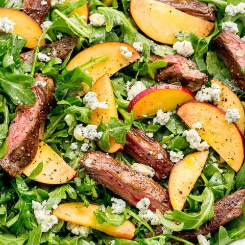 Salad of Balsamic-Grilled Steak and Peaches