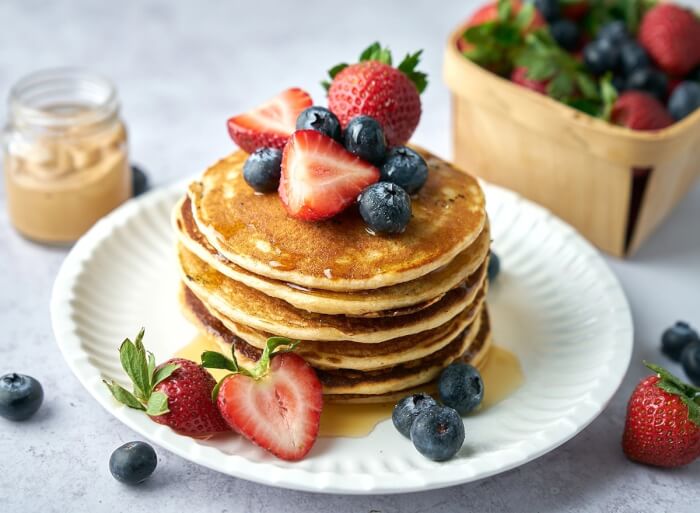Oatmeal Pancake, Fruit, And Milk