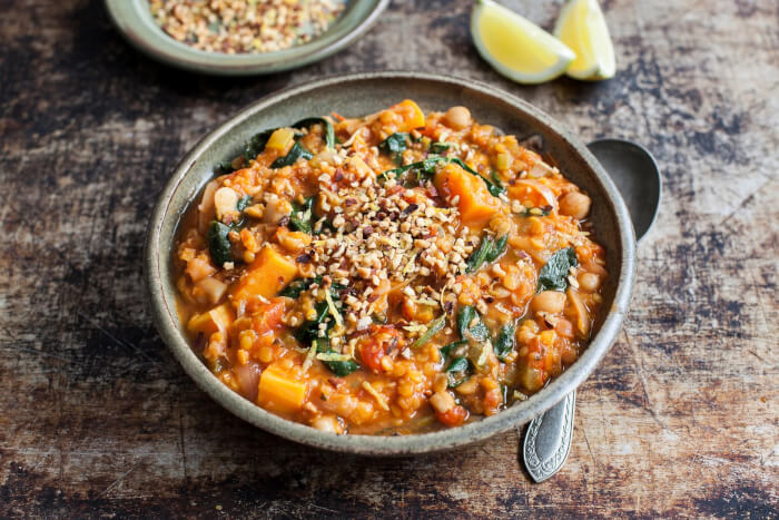 Spinach & lentil sweet potato stew