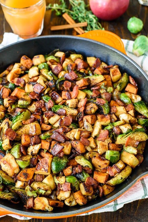 17. Chicken, Sweet Potatoes, Apples, Brussels Sprouts and Bacon