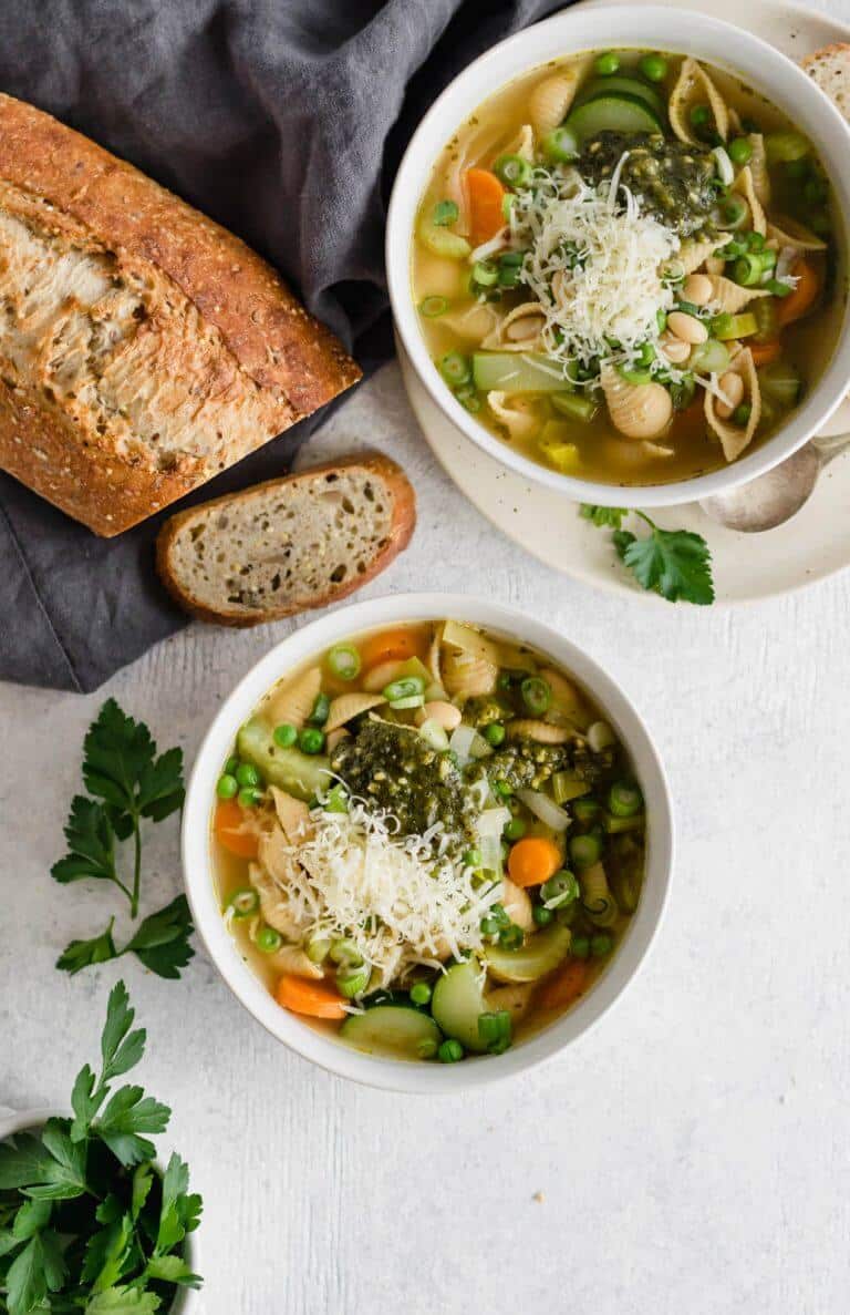 Spring Pesto Minestrone - Spring Vegetable Soups