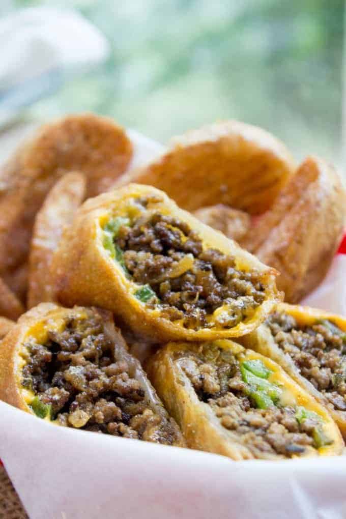 Philly Cheesesteak Egg Rolls by Easy and Healthy Recipes