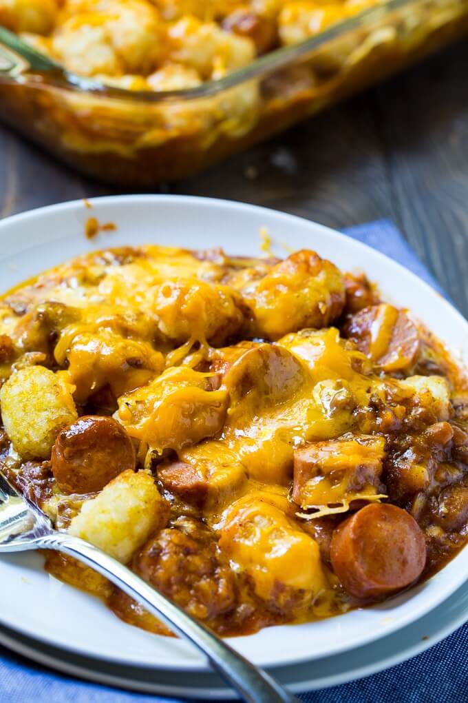 tater tot casserole recipes with hot dogs