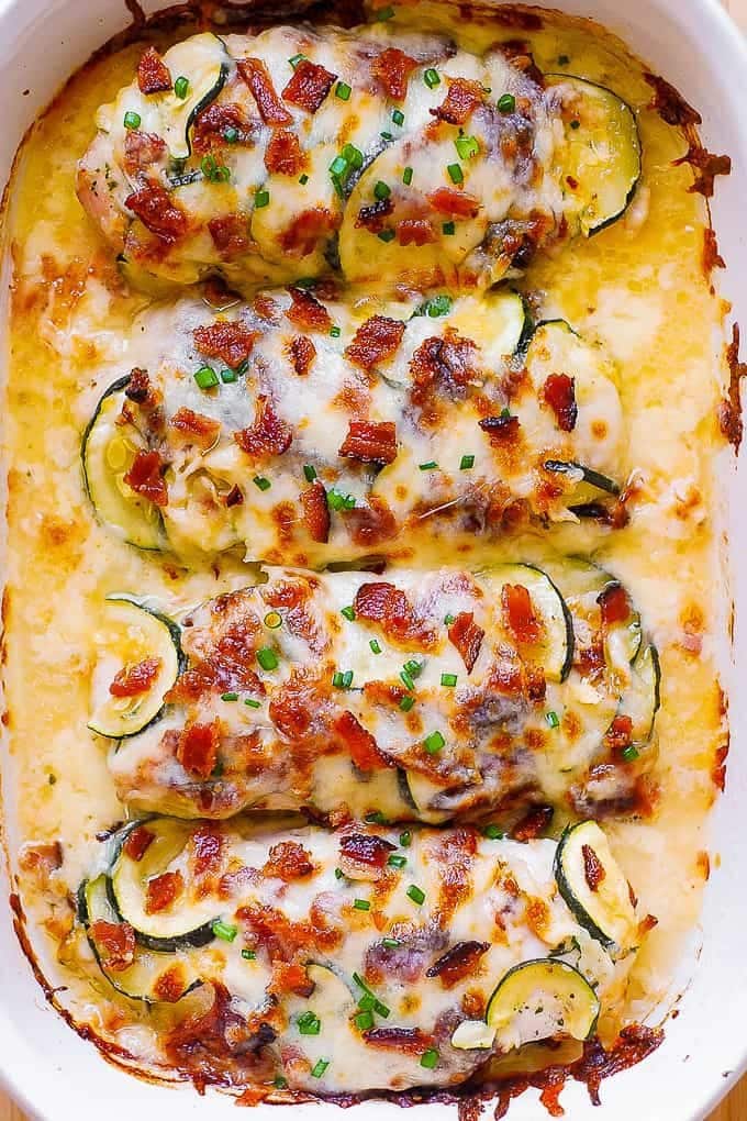 2 Chicken Zucchini Baked with Bacon