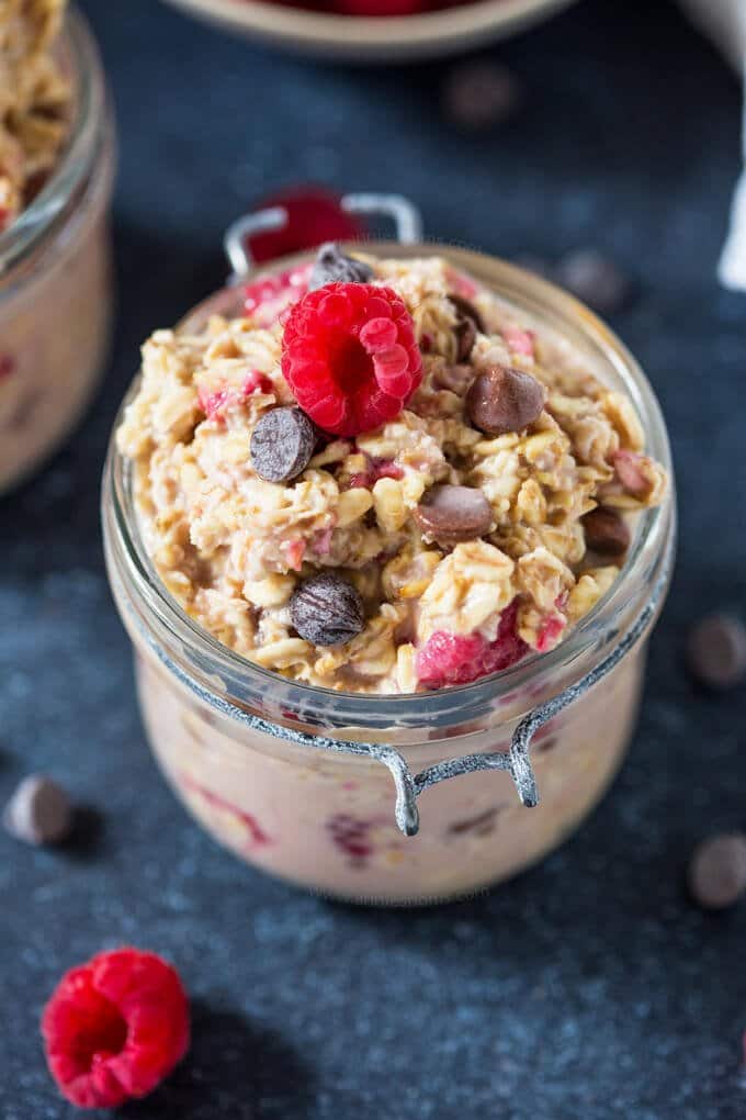  Raspberry Dark Chocolate Chip Overnight Oats