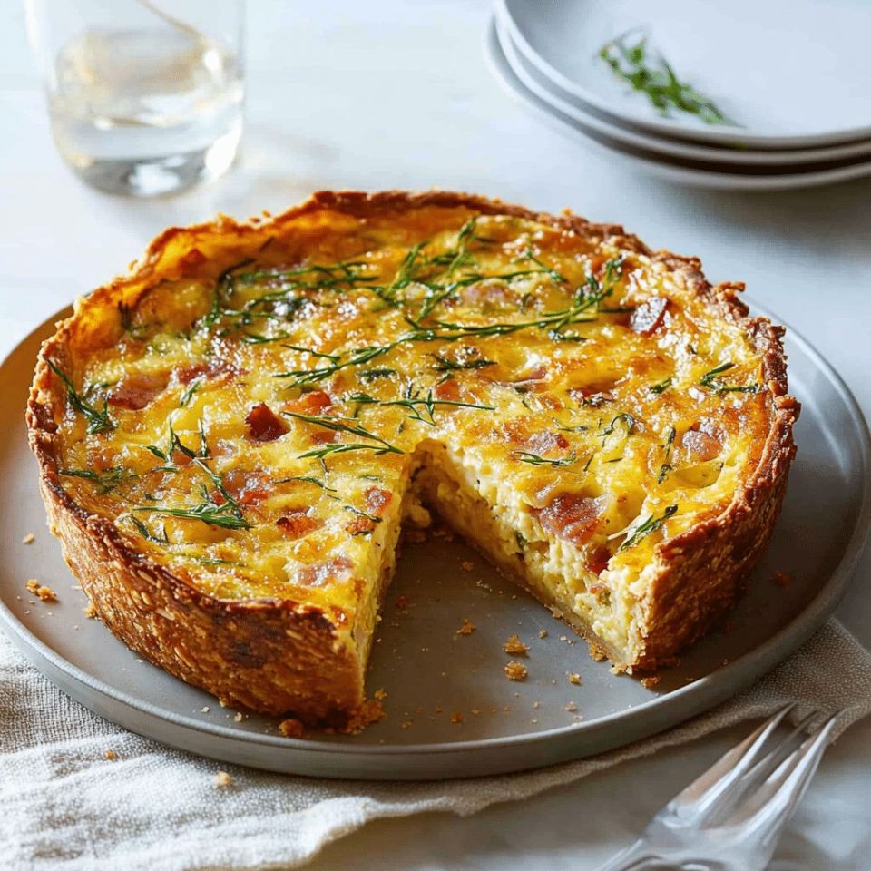 Crispy Hash Brown Crust Bacon And Cheddar Quiche - Easy and Healthy Recipes