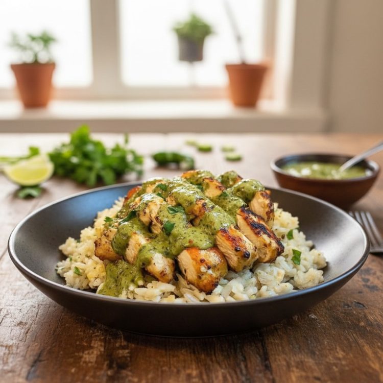Peruvian Chicken With Aji Verde And Cilantro Rice - Easy and Healthy ...
