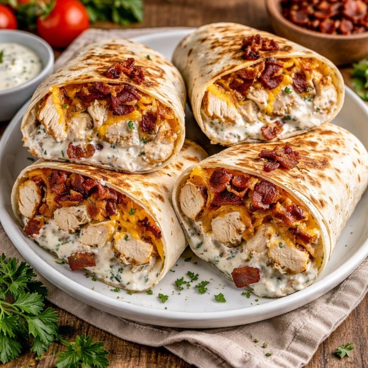 Creamy Crunchy Bacon Chicken Ranch Wrap - Easy and Healthy Recipes
